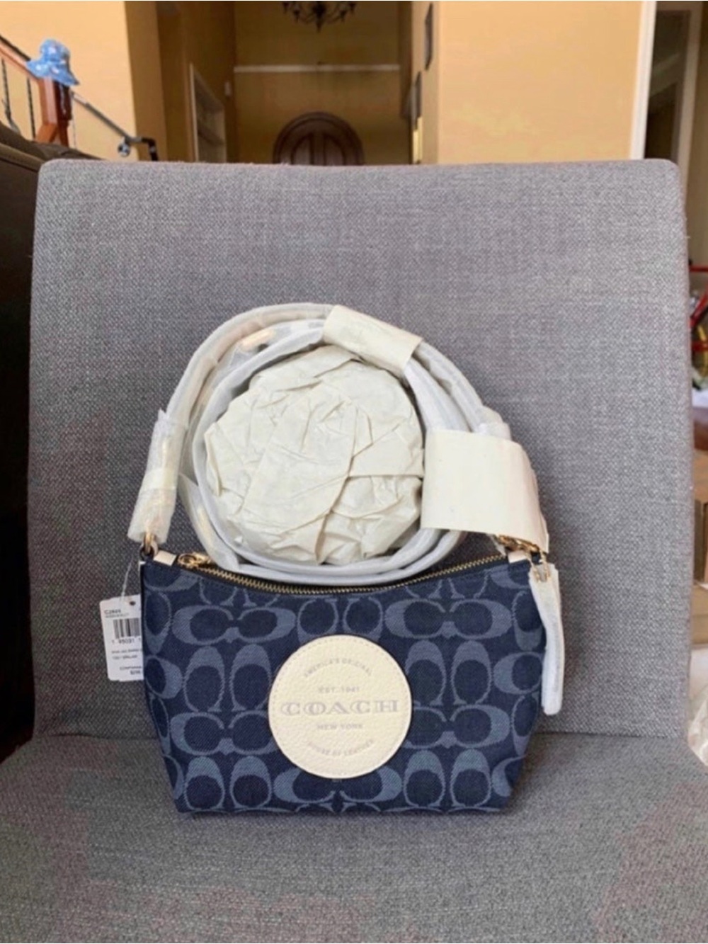 Coach Dempsey Signature Jacquard Shoulder Bag C2825 7×5×3.75in New